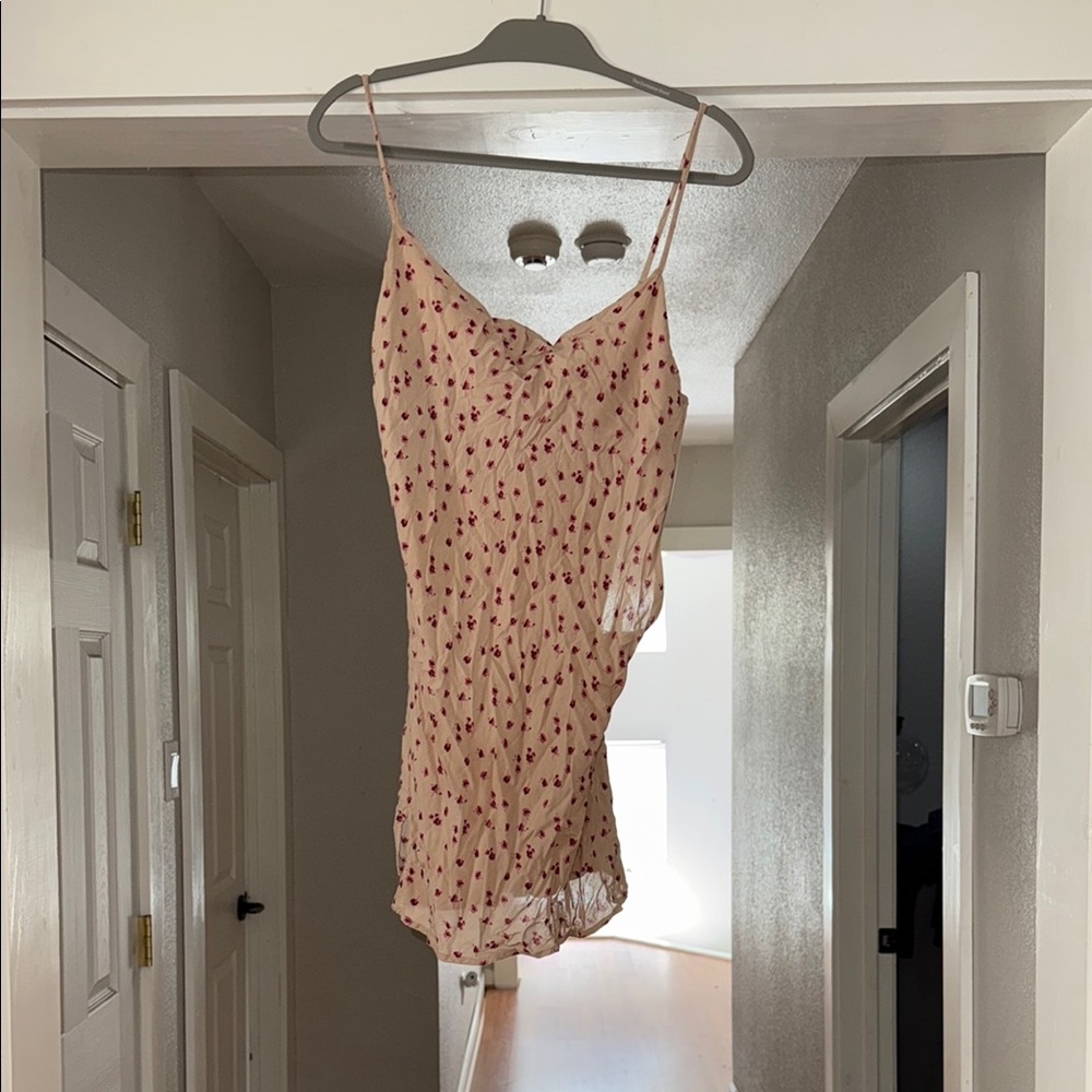Pink Floral Spaghetti Strap Dress